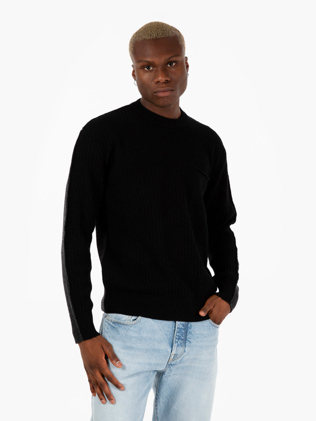 Maglione bicolore nero / grigio