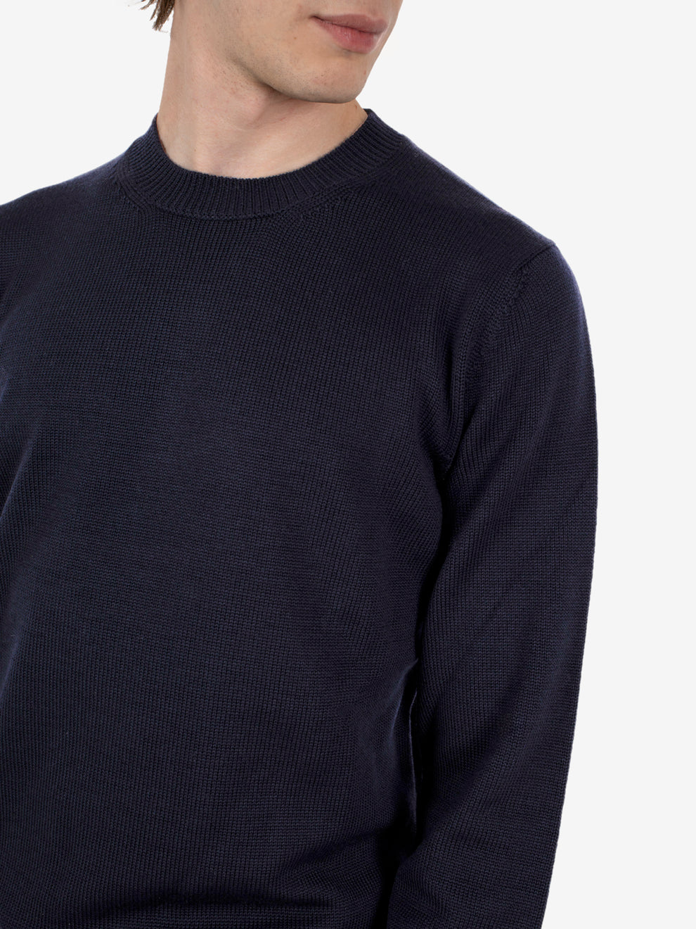 Navy wool crew neck sweater