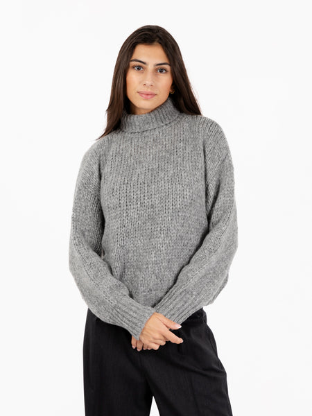 Maglione dolcevita in misto lana grigio