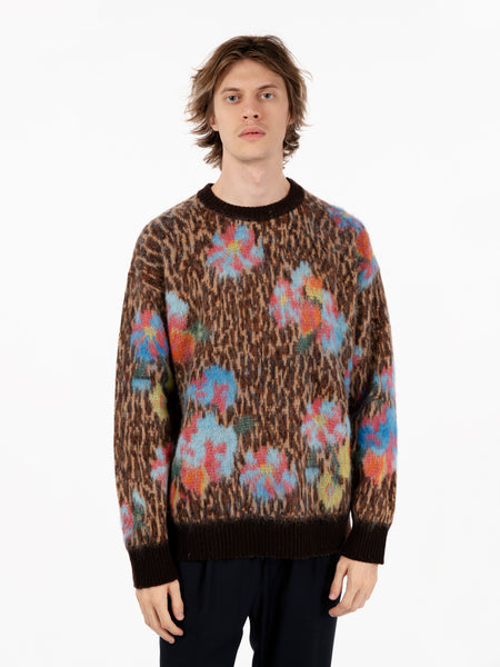 Maglione Flower Animalier fluffy ebano