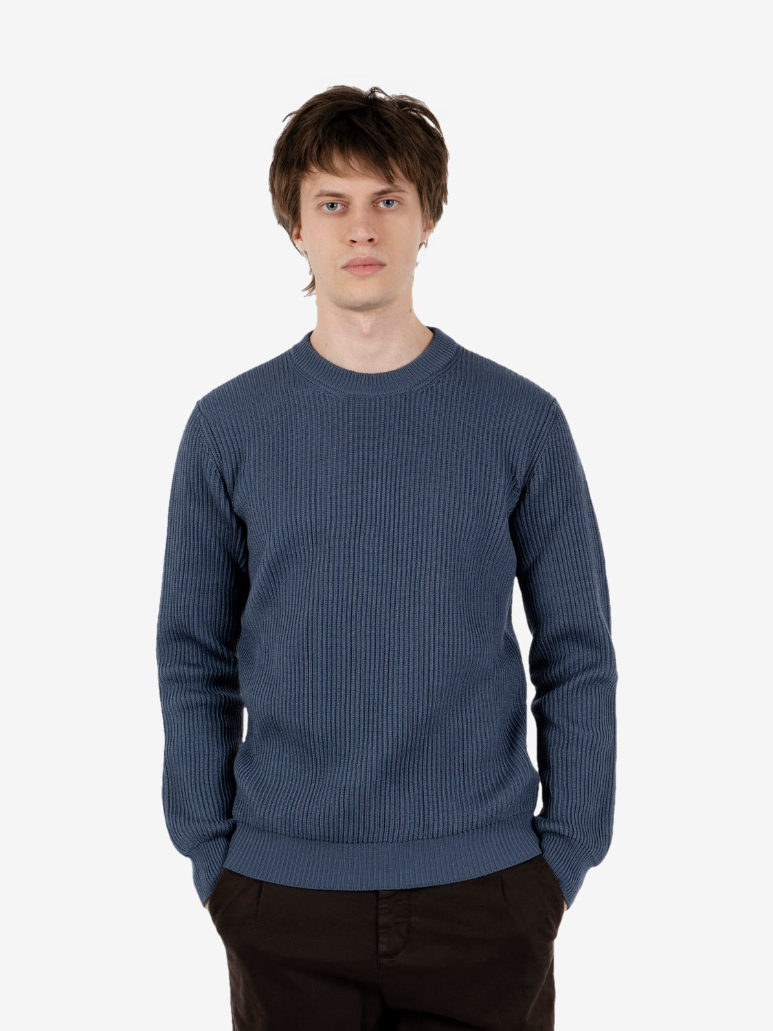 Air force blue crew neck wool sweater