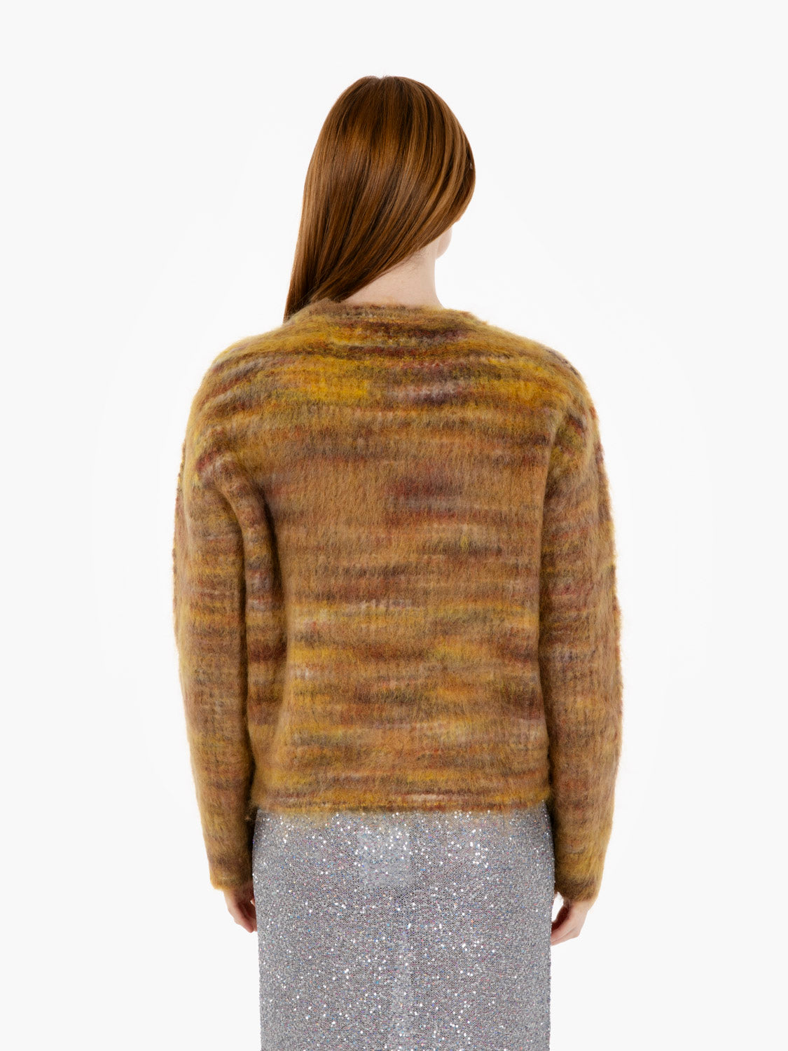 Maglione girocollo in lana camel / ocra