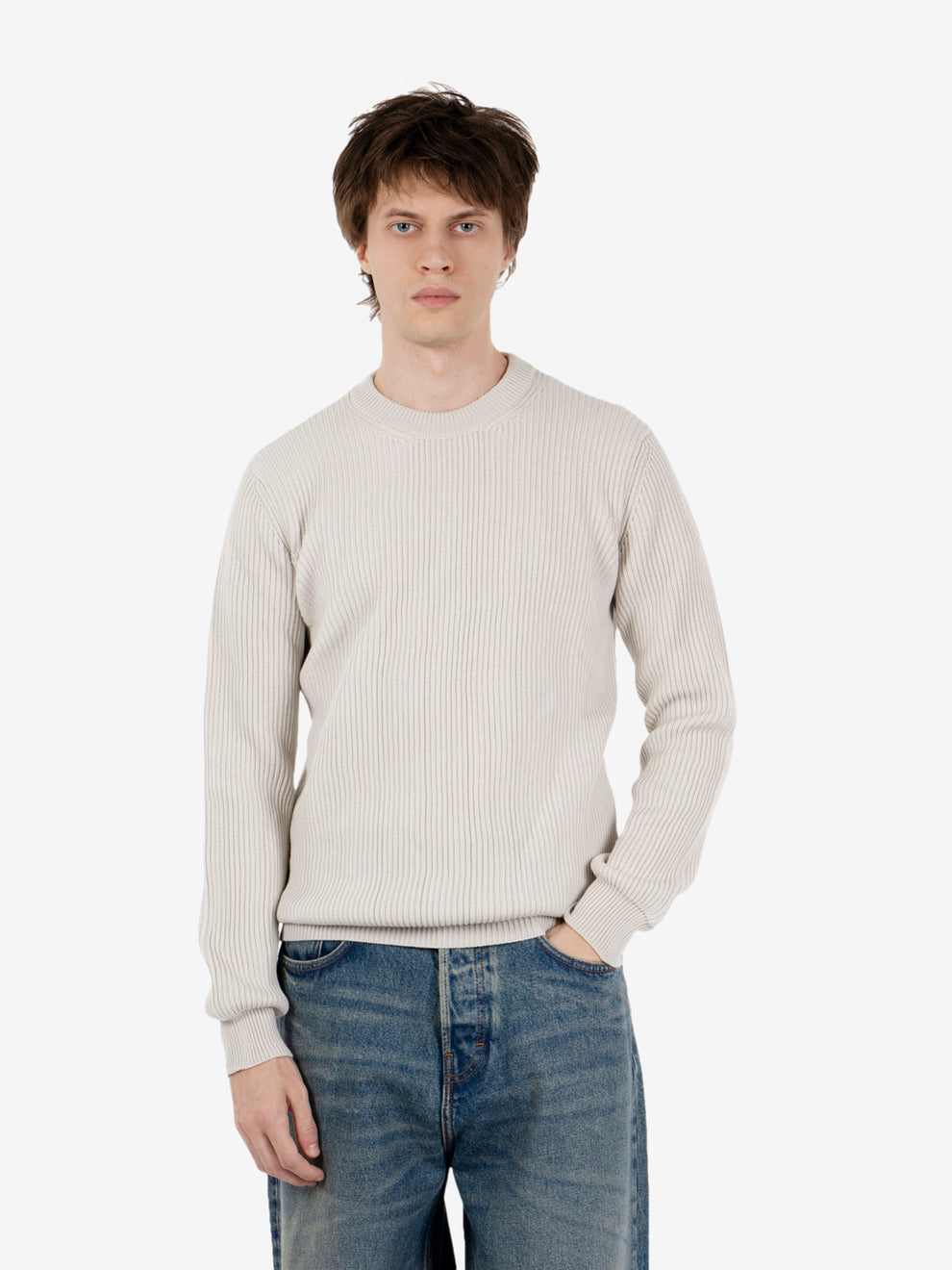 Maglione girocollo in lana lino