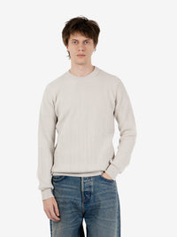 Round neck wool linen sweater