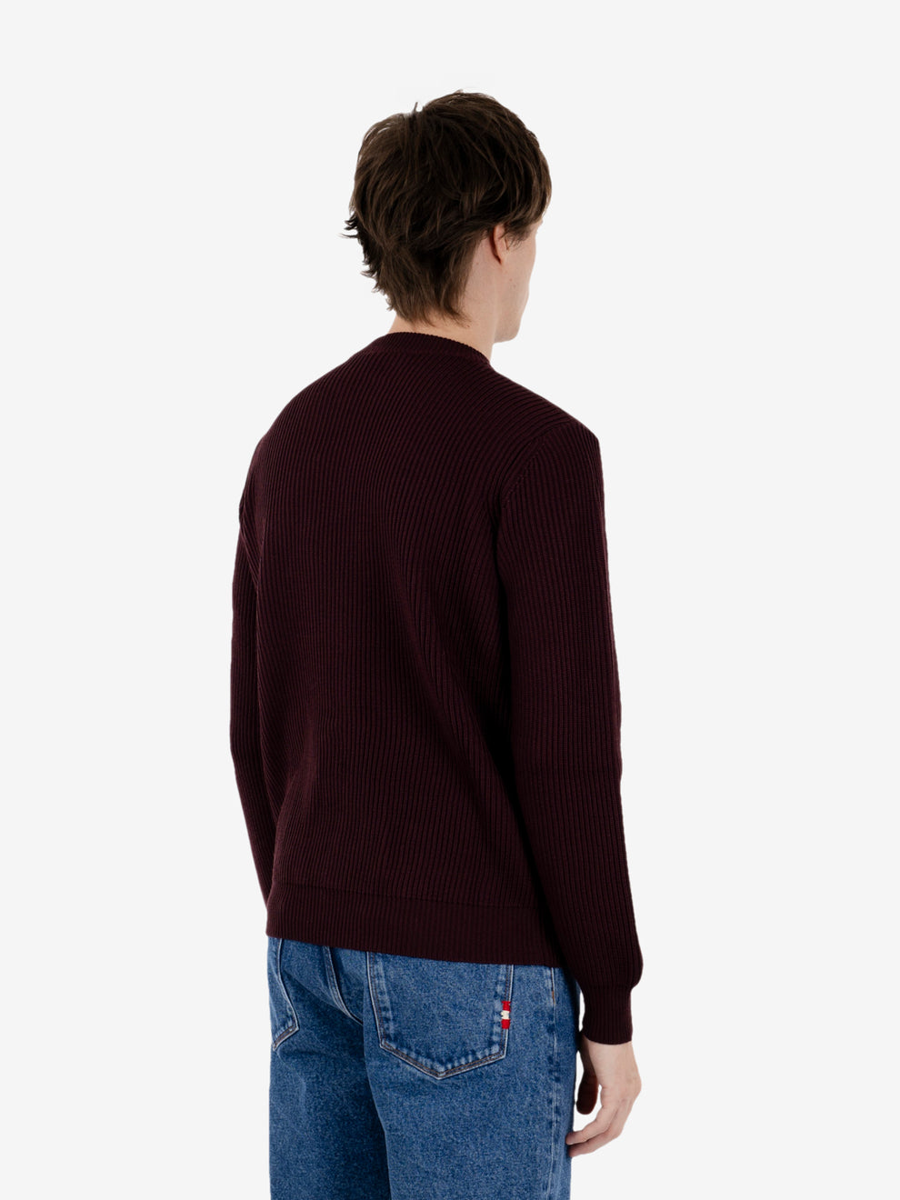 Maglione girocollo in lana melanzana