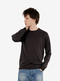 Maglione girocollo in lana moro