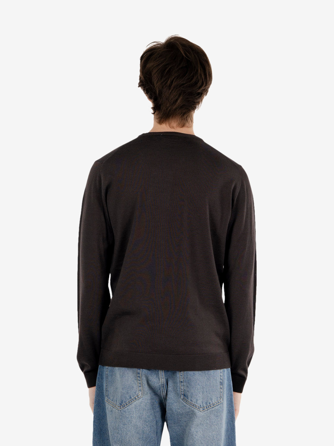 Maglione girocollo in lana moro