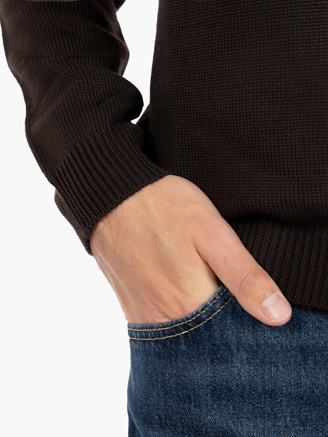 Dark brown wool crew neck sweater