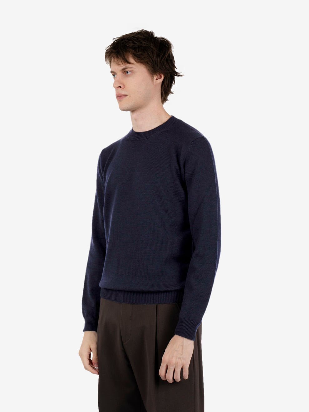Navy wool crew neck sweater