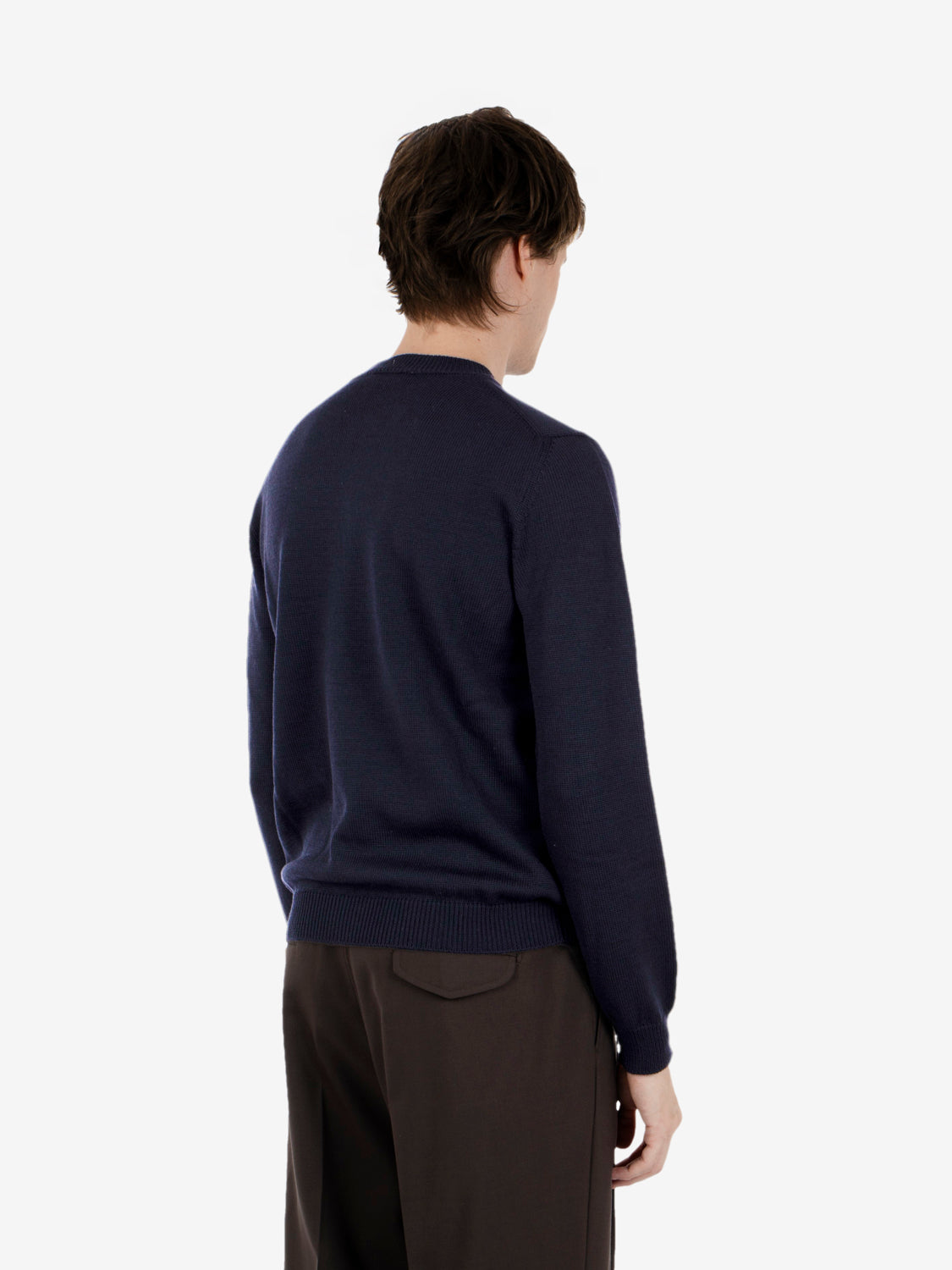 Navy wool crew neck sweater