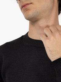 Black wool crew neck sweater
