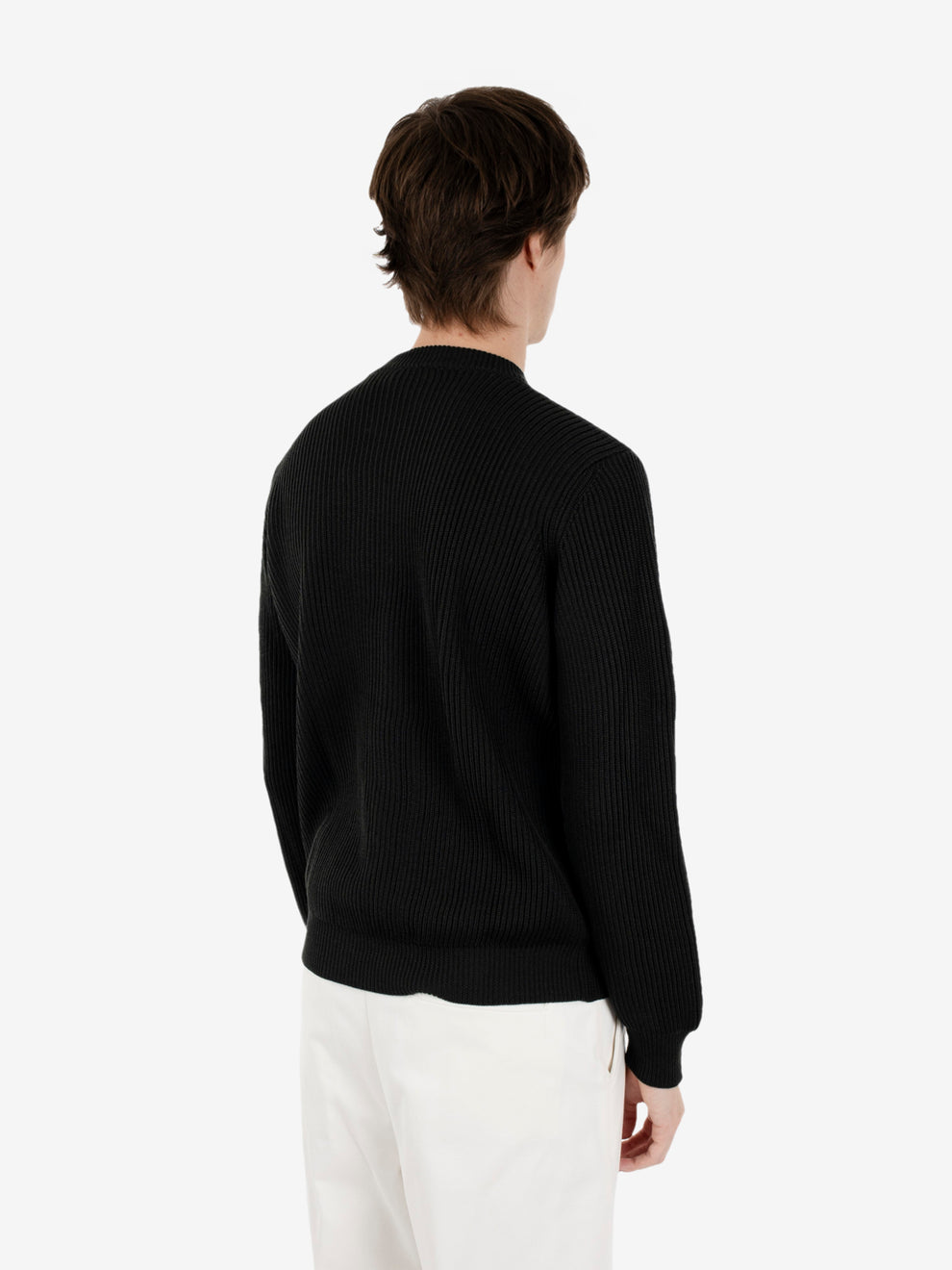 Maglione girocollo in lana verde scuro