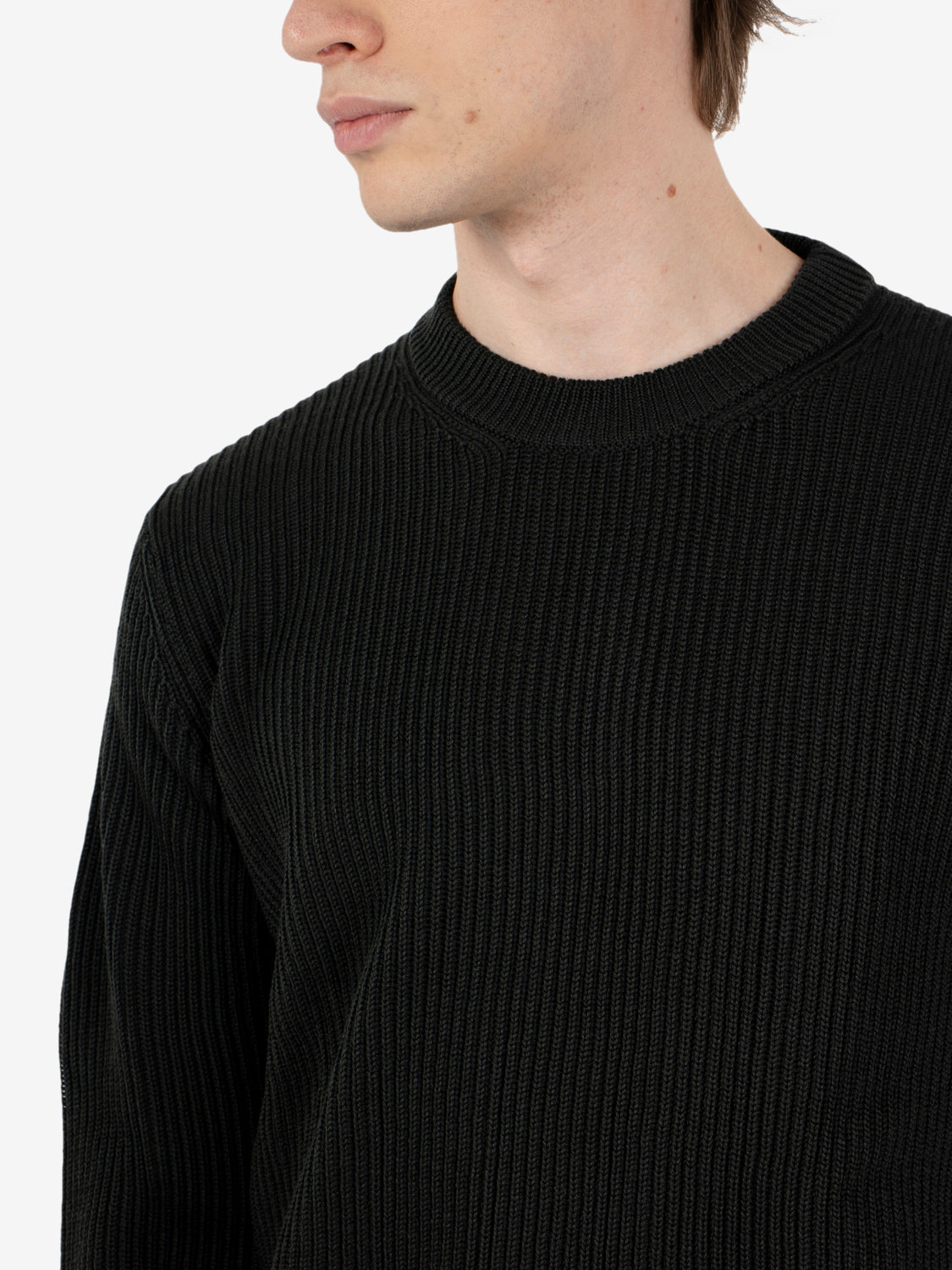 Maglione girocollo in lana verde scuro
