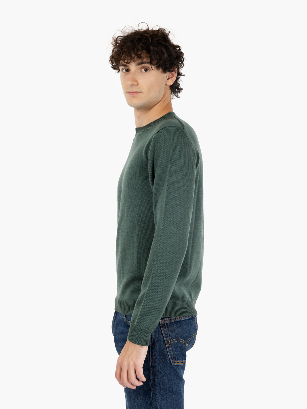 Green wool crewneck sweater