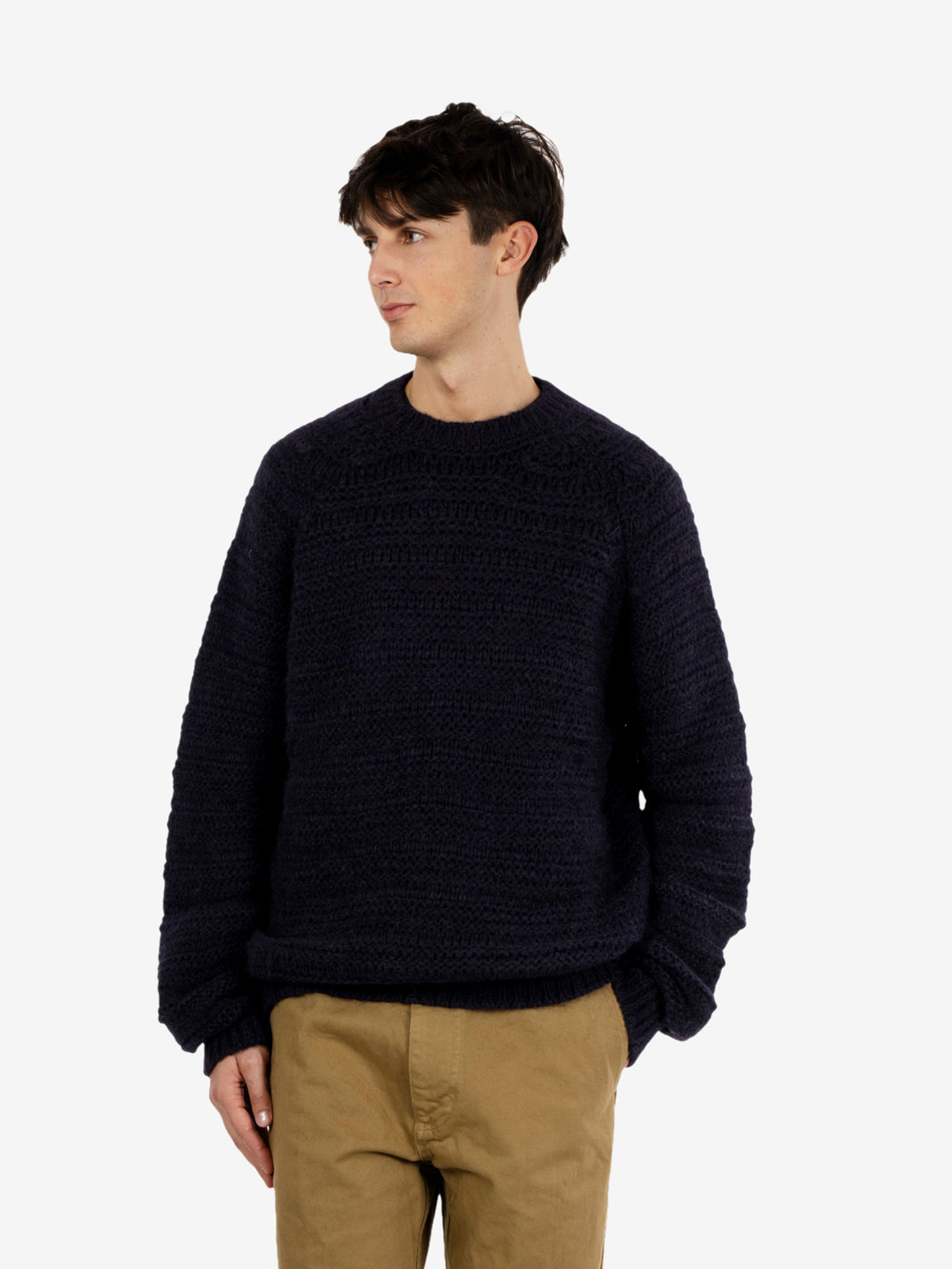 Maglione girocollo in maglia navy