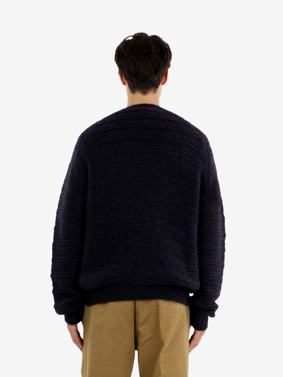 Navy knitted crew neck sweater