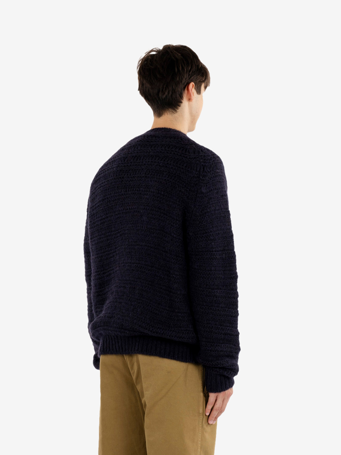 Navy knitted crew neck sweater