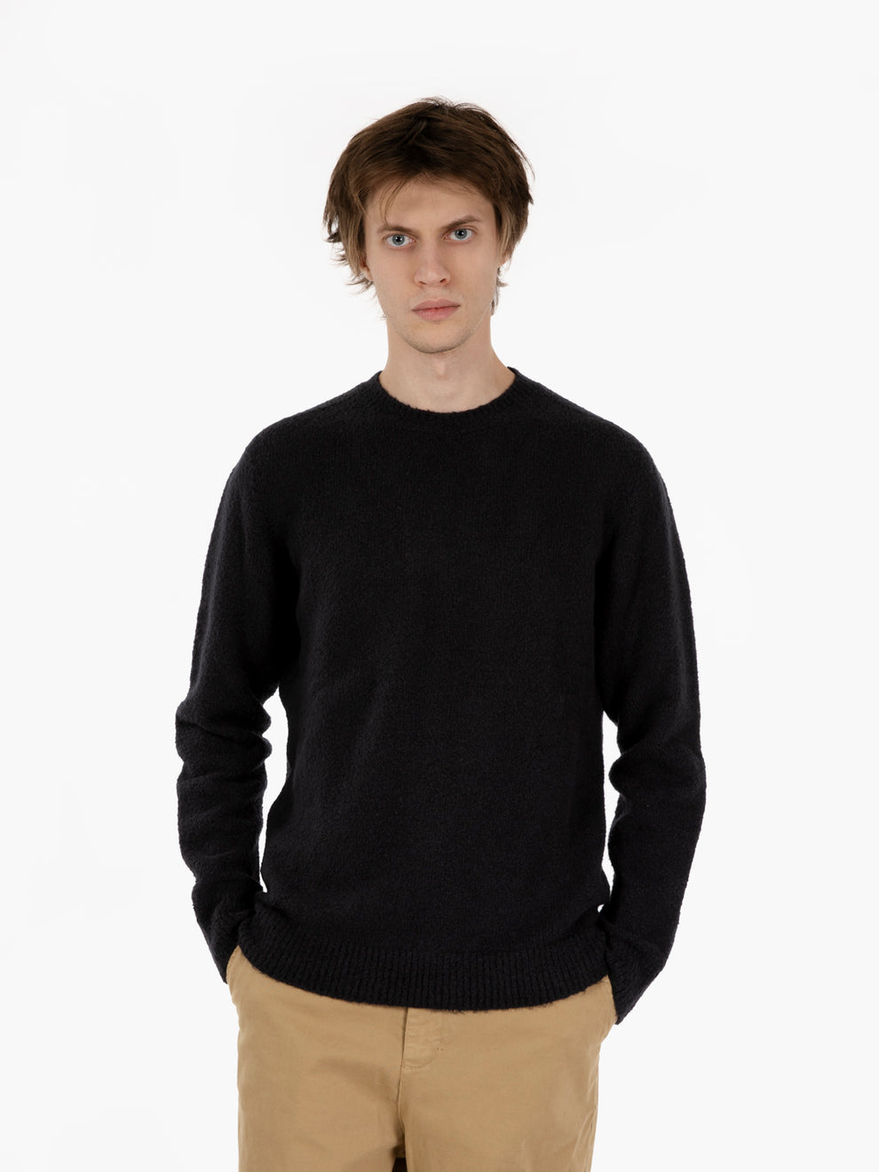 ML SWG BLACK CREW NECK 253M45001-M4509_BLACK