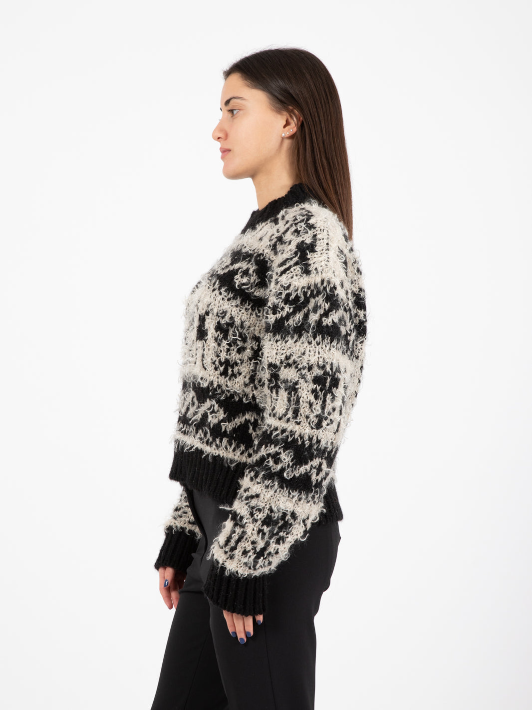 Maglione girocollo jacquard nero