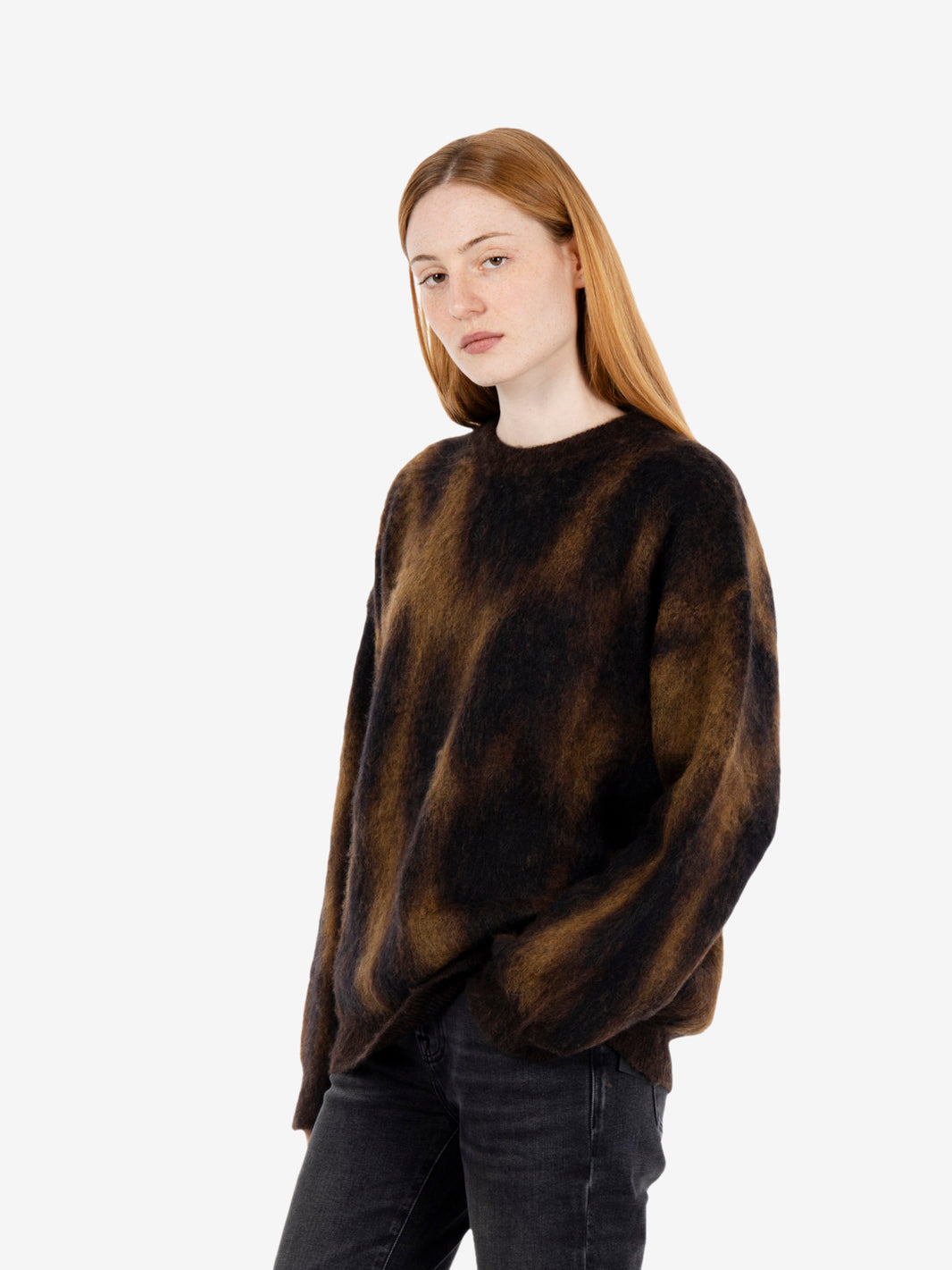 Maglione girocollo jaquard animalier moro