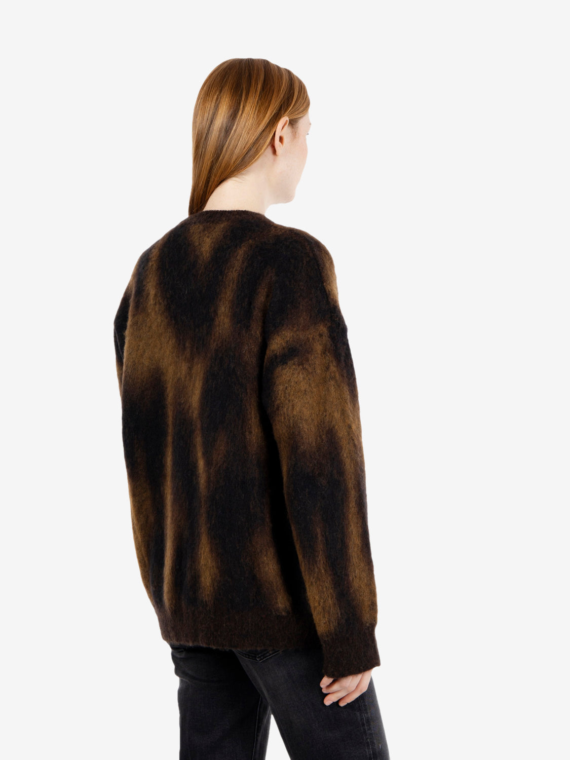 Maglione girocollo jaquard animalier moro