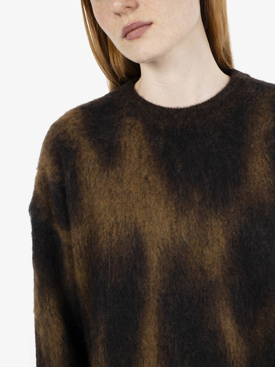 Maglione girocollo jaquard animalier moro