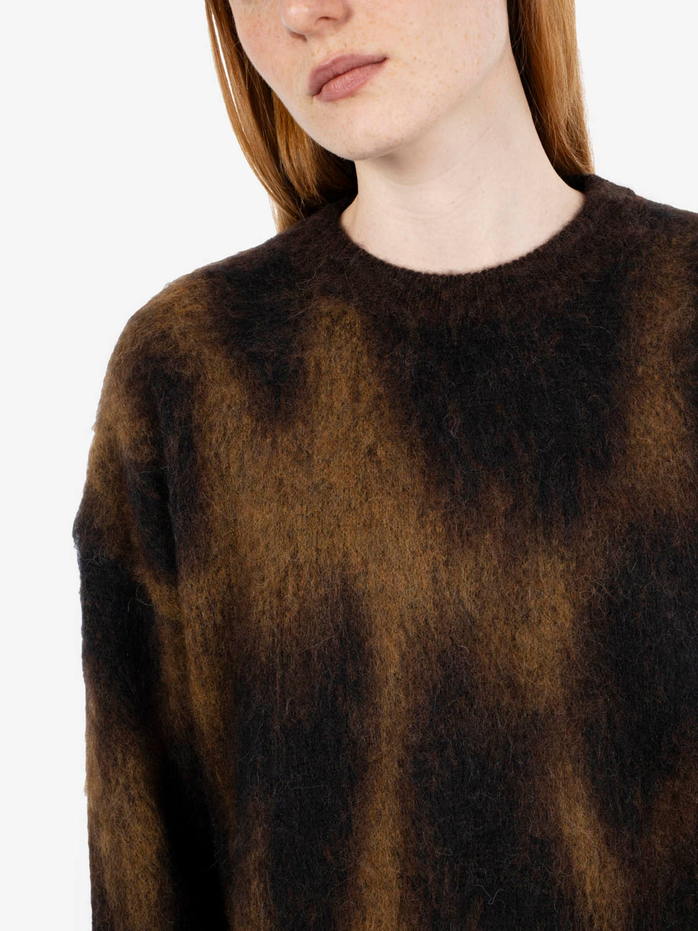 Maglione girocollo jaquard animalier moro