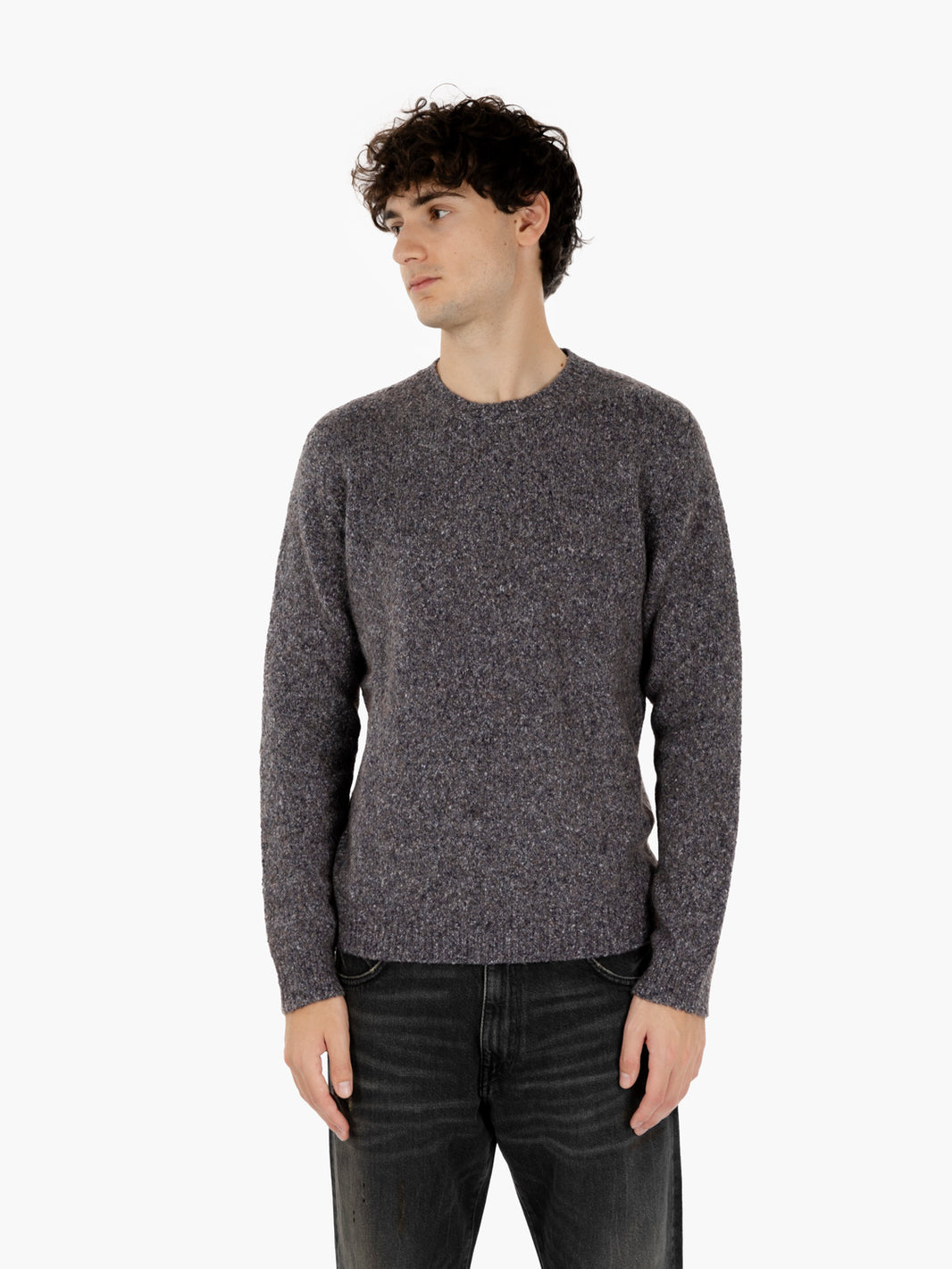 Maglione girocollo mélange grigio