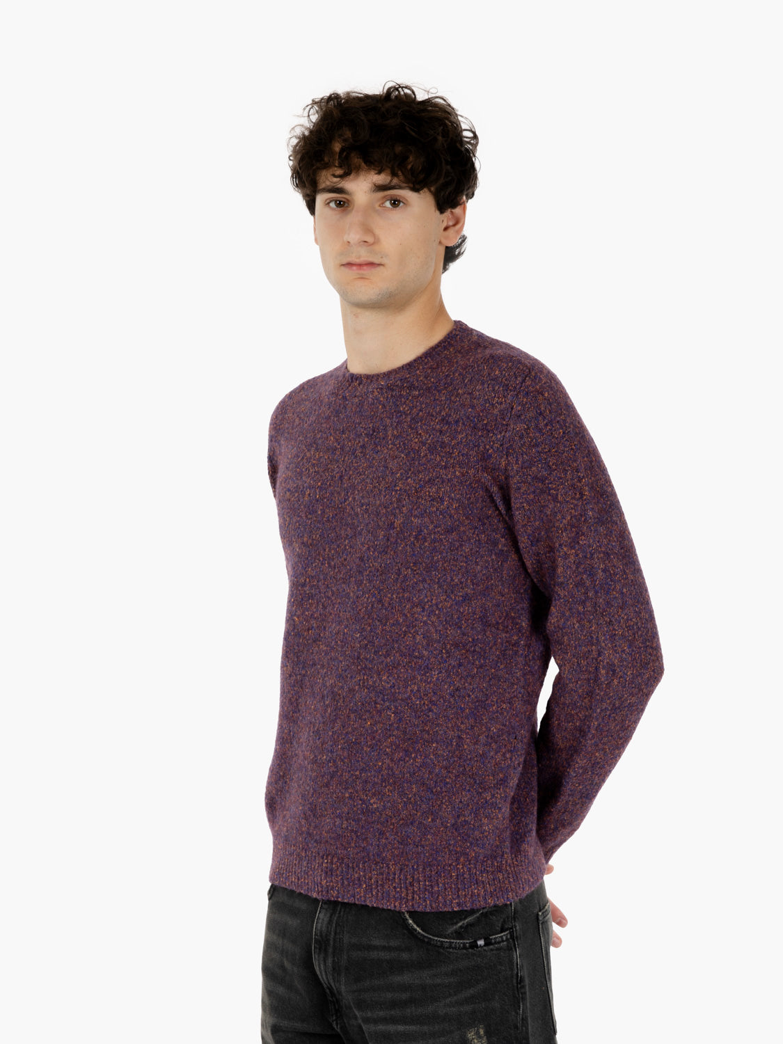 Maglione girocollo mélange viola