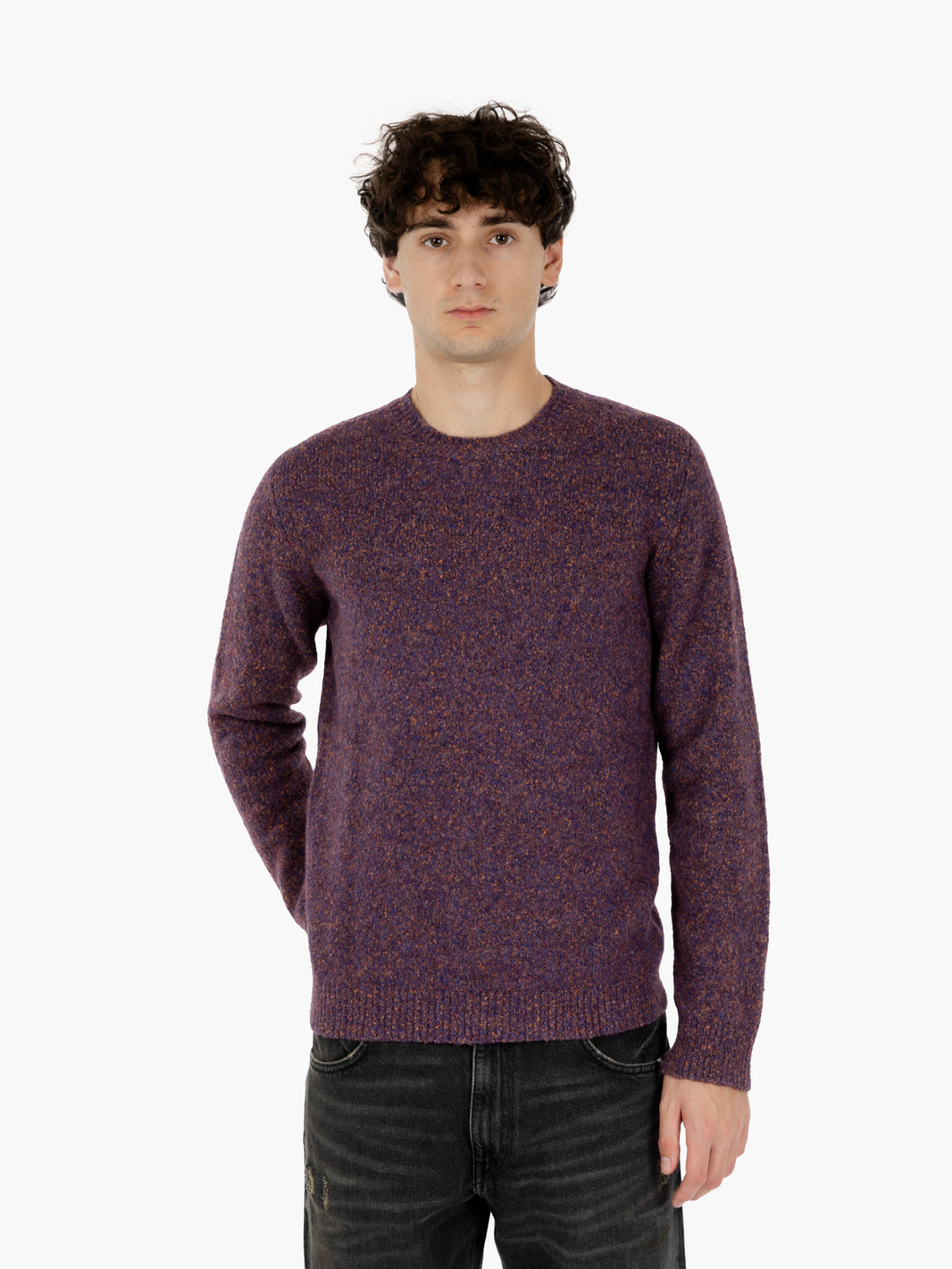 Maglione girocollo mélange viola