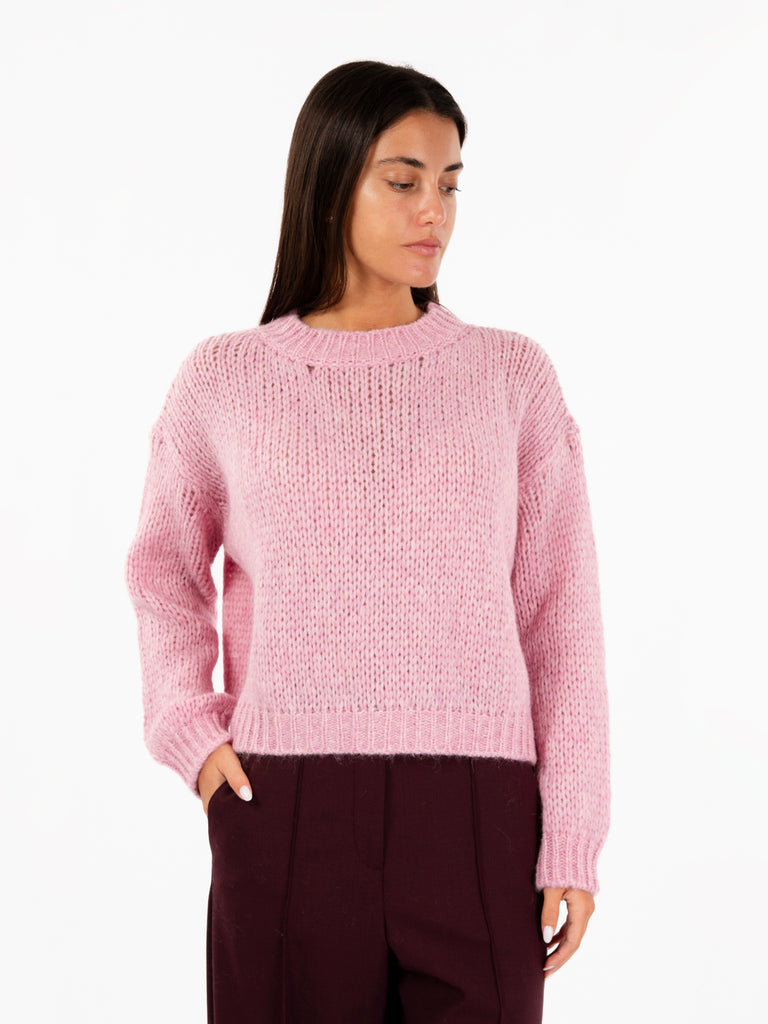 ROBERTO COLLINA - Maglione girocollo manica lunga rosa