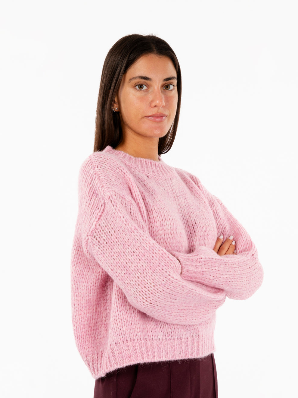 Maglione girocollo manica lunga rosa
