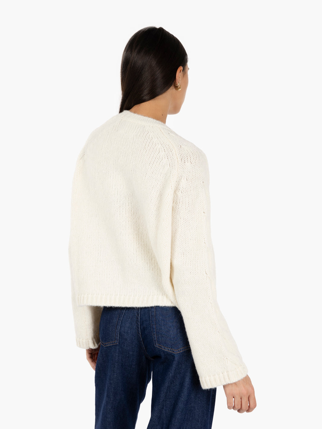 Maglione girocollo treccia ecru