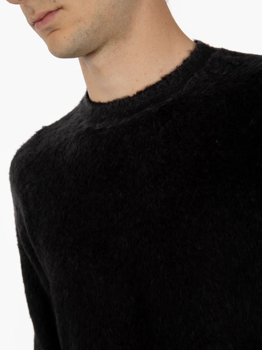 Maglione in cotone effetto pelo grigio nero
