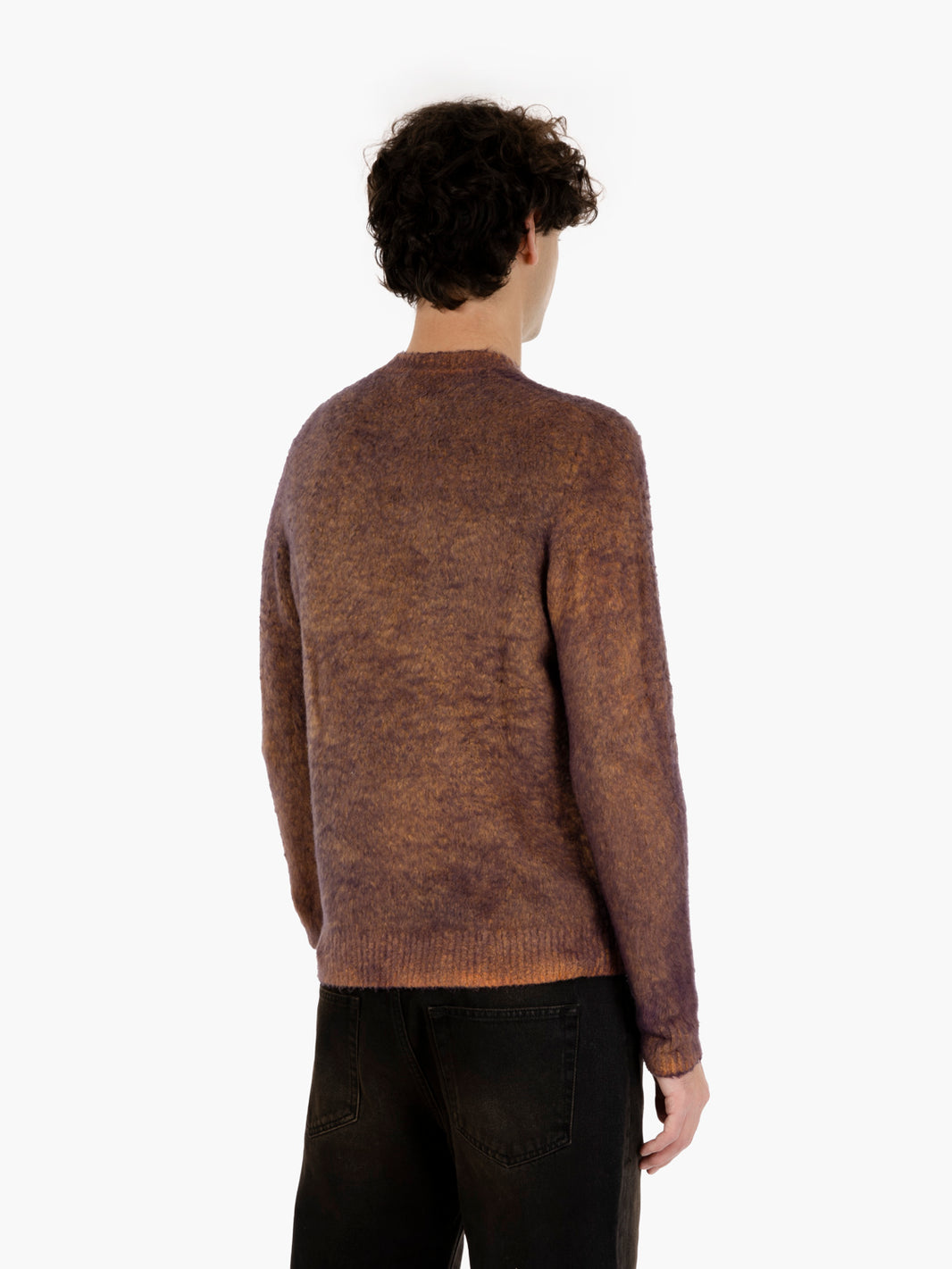 Brown fur-effect cotton sweater