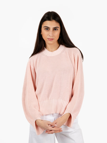 Maglione in cotone over rosa