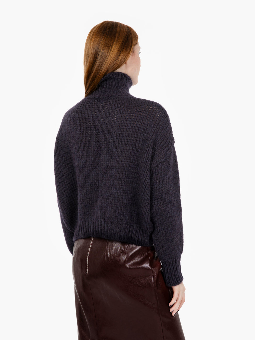 Navy Turtleneck Wool Sweater