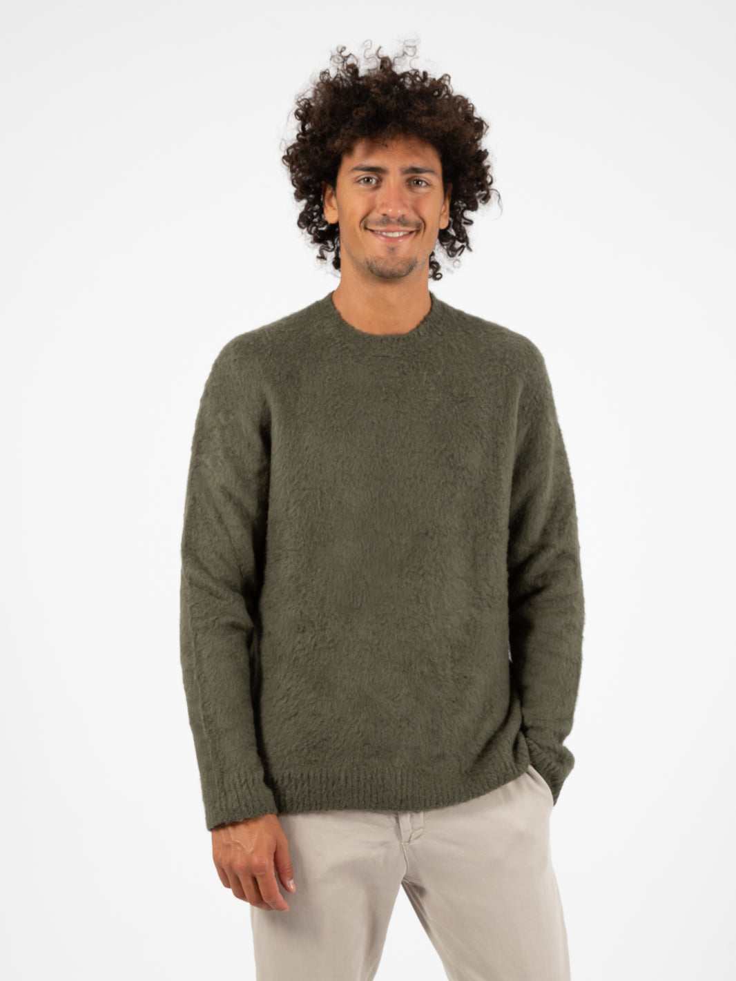 Maglione morbido girocollo militare