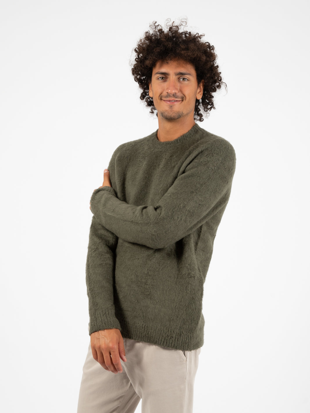 Maglione morbido girocollo militare