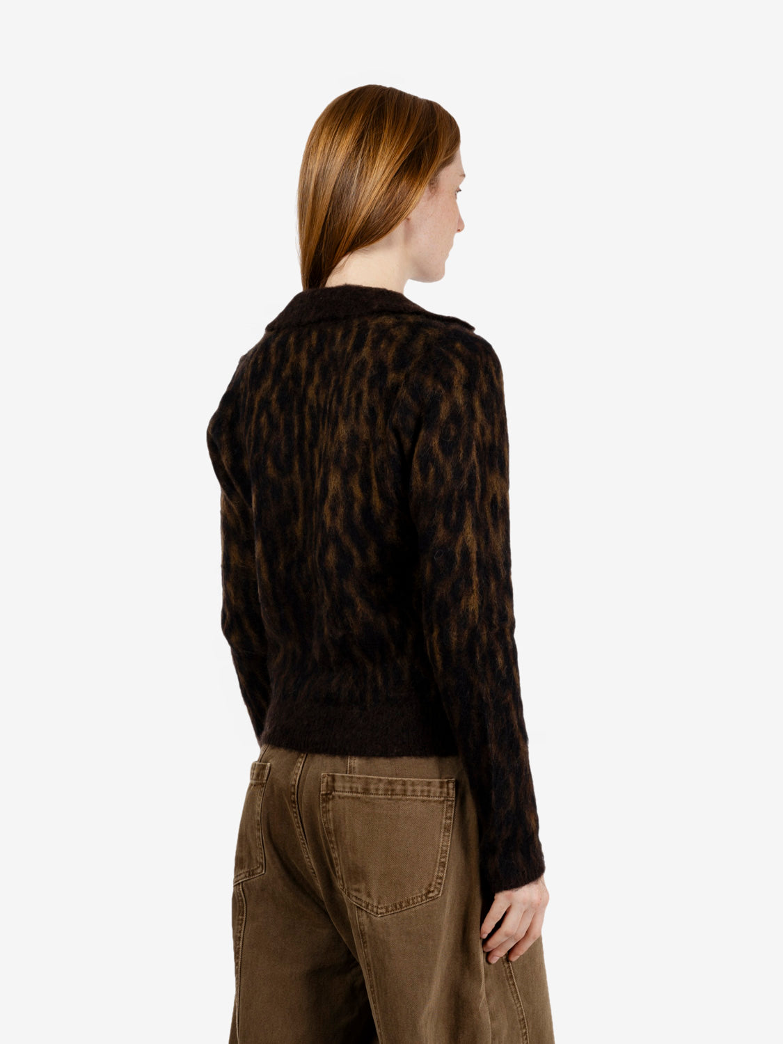 Maglione polo jaquard animalier moro