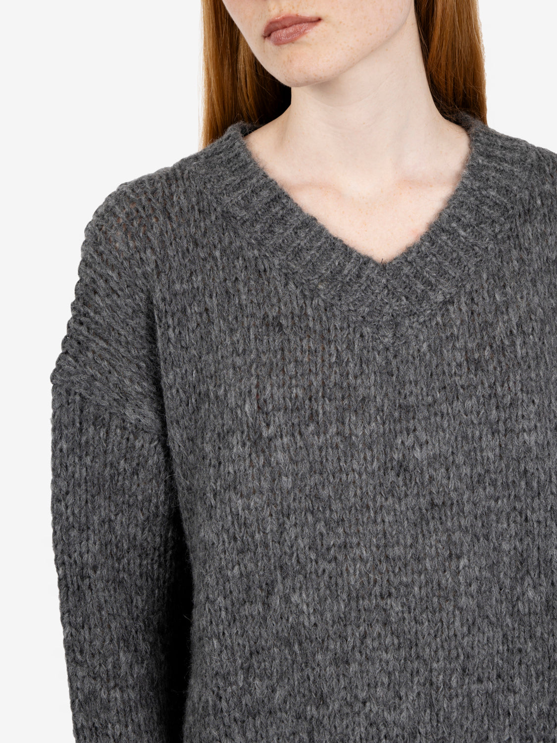 Maglione scollo V grigio medio