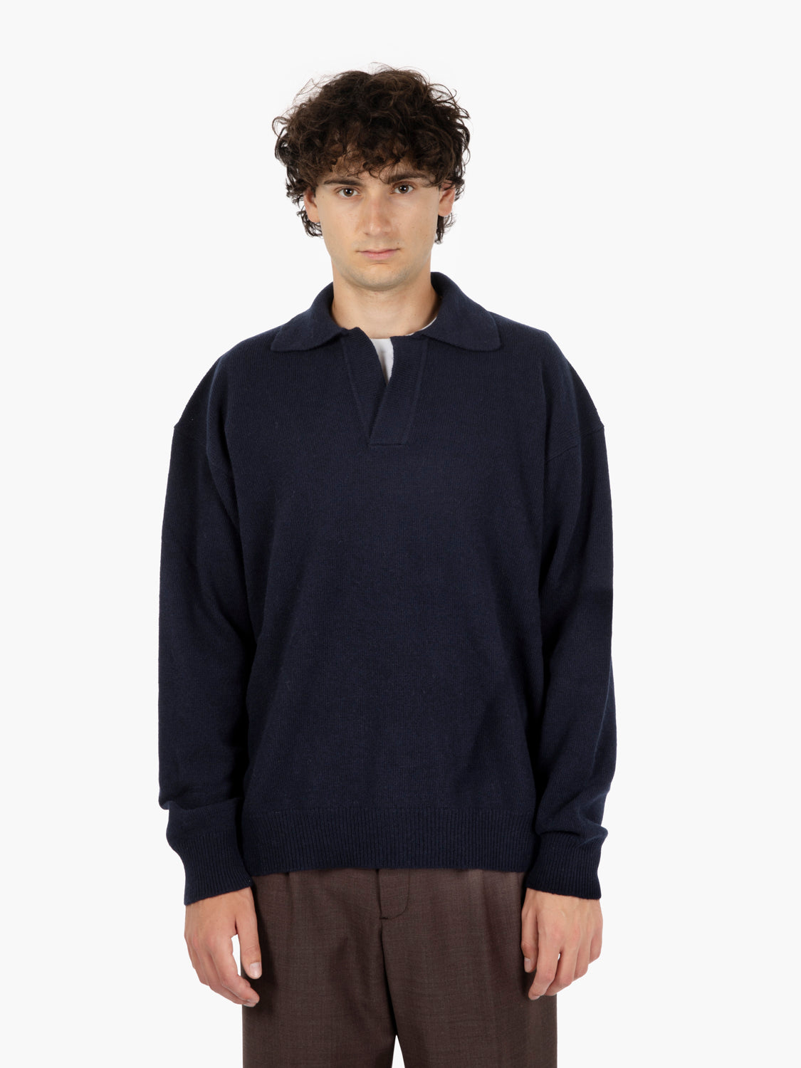 Maglione stile polo over navy