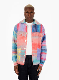 Maxi cardigan a righe con frange multicolor