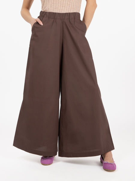 Pantalone ampio cropped marrone