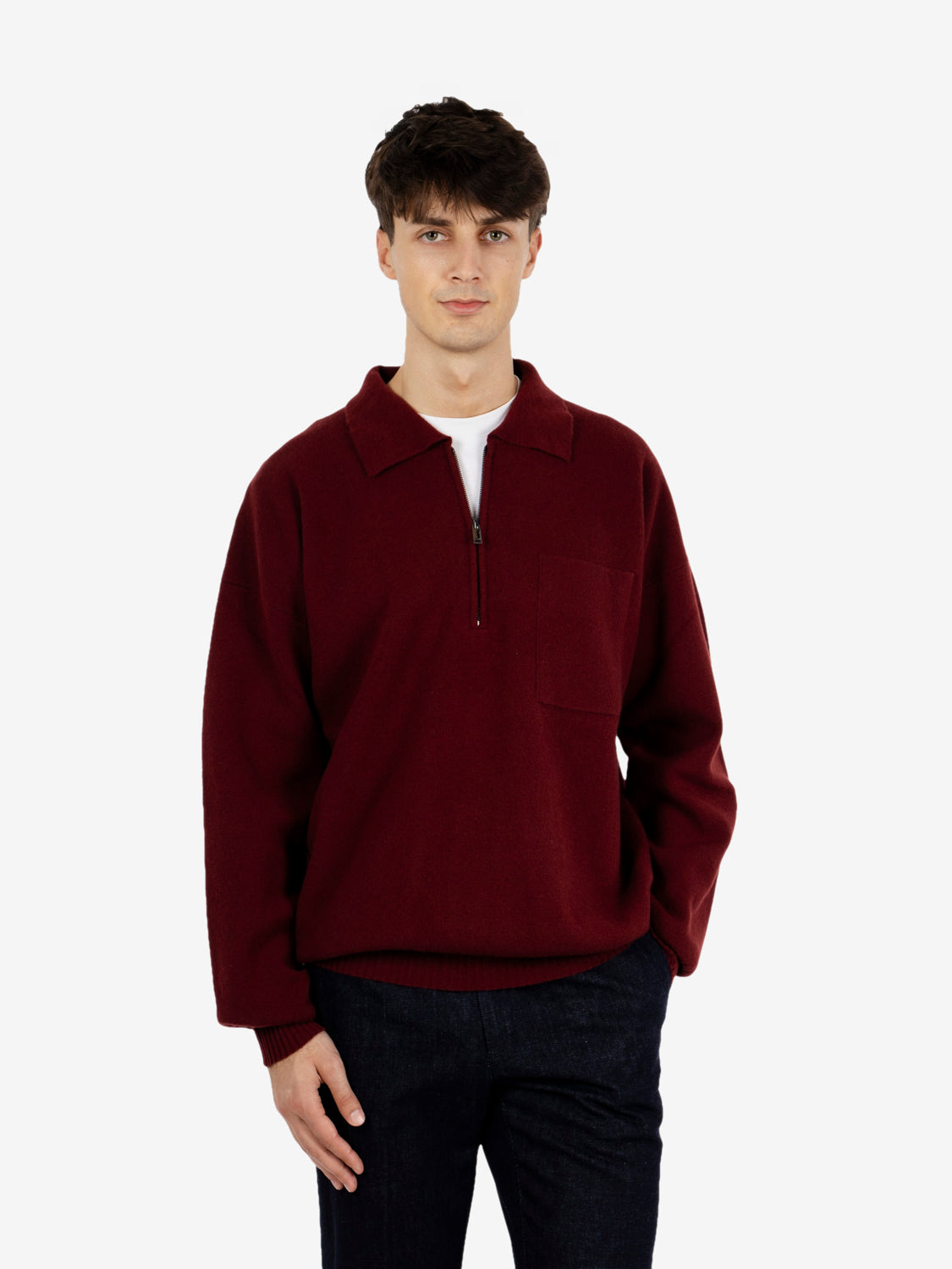 Polo con zip comfort bordeaux