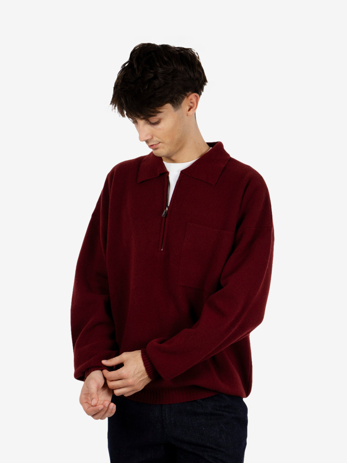Polo con zip comfort bordeaux