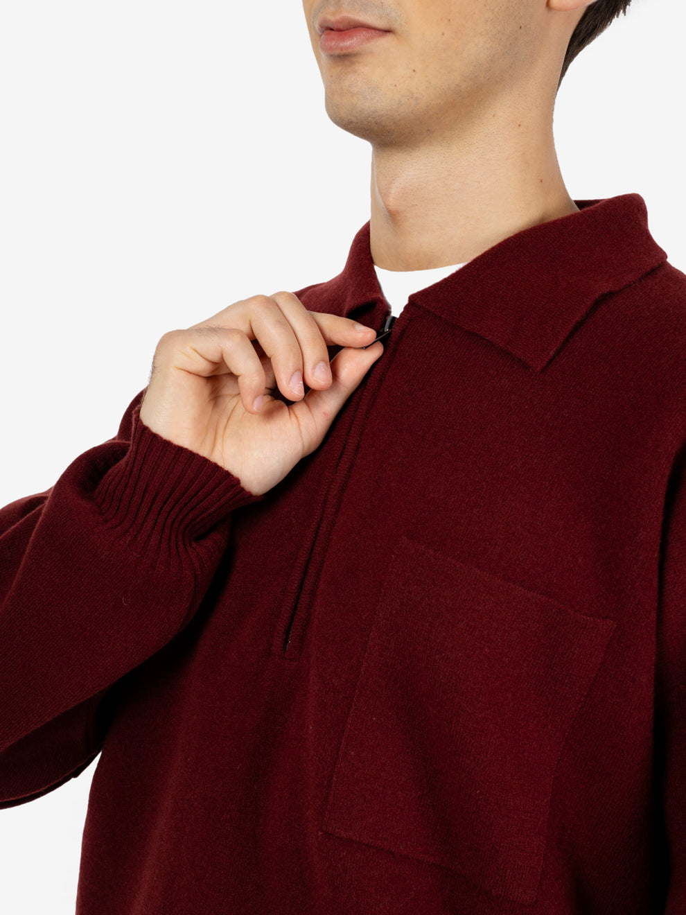 Polo con zip comfort bordeaux
