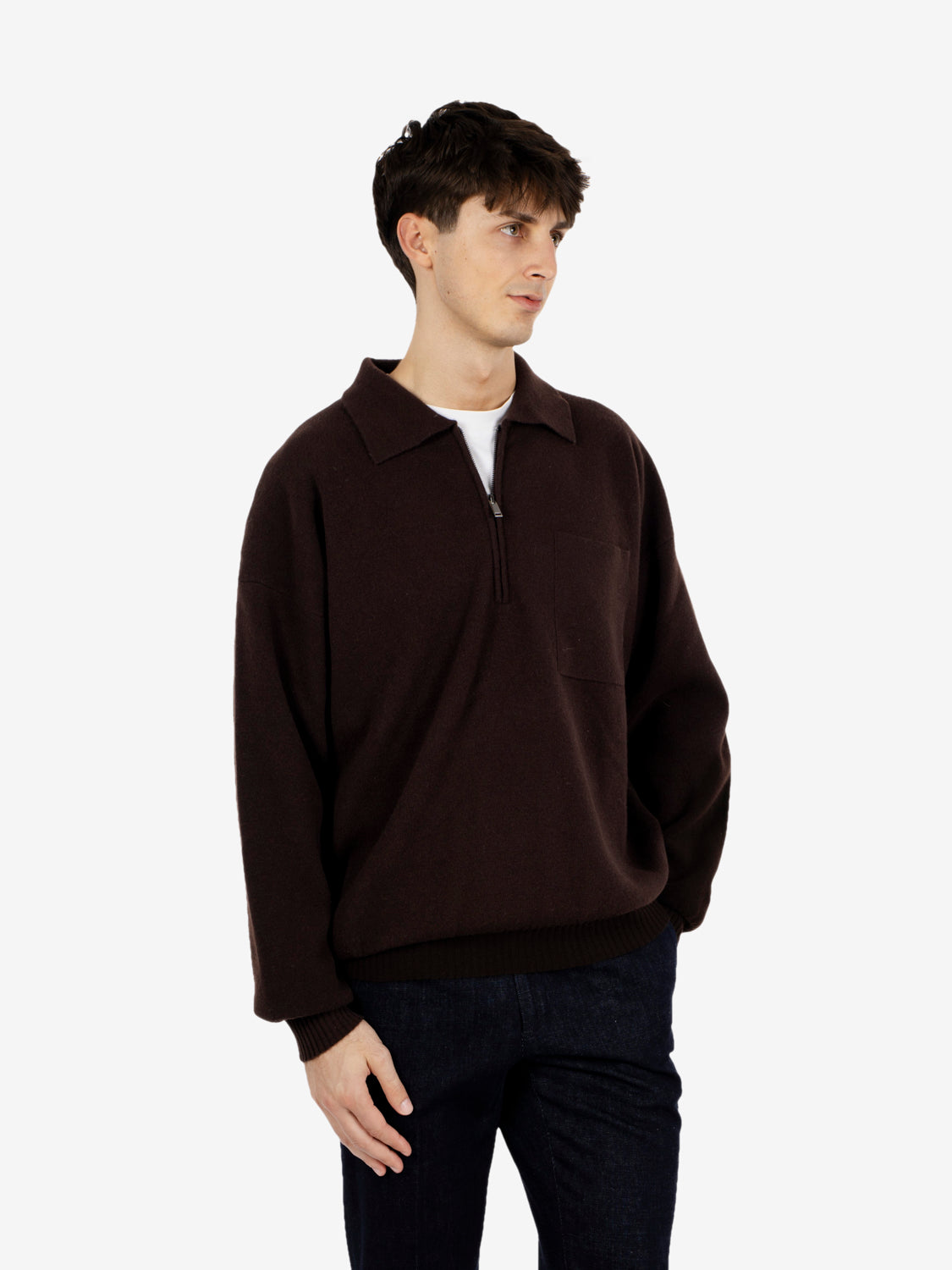 Polo con zip comfort moro