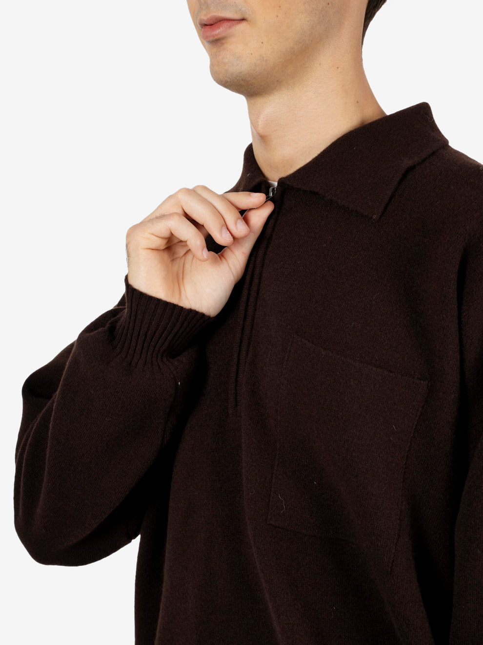 Polo con zip comfort moro