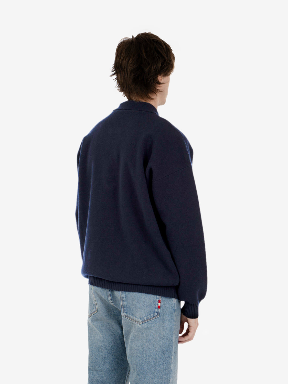 Polo con zip comfort navy